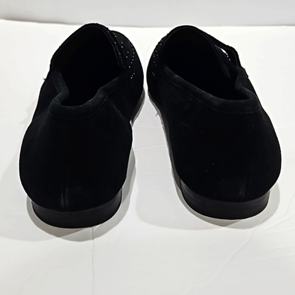 Bleecker & Bond Black Suede Leather Loafer Flat Shoe Stud Accents 9.5 M EUC - Picture 5 of 6